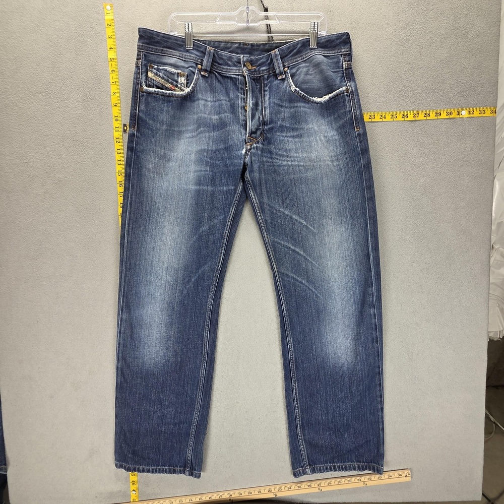 Diesel Jeans Mens 36x34 Larkee Regular Straight Button Fly Altered Hem 008ST